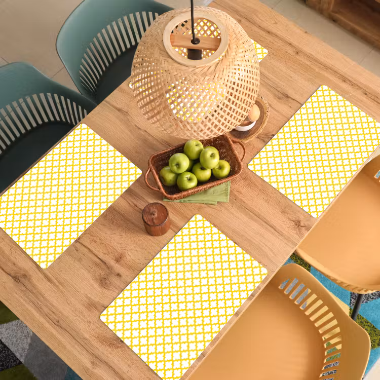 Tovaglietta – 6 pezzi - Motivo - Geometrico - Classico - Giallo — 3