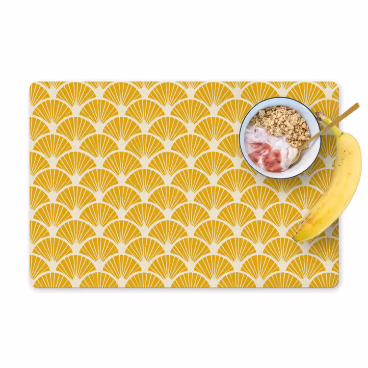 Tovaglietta – 6 pezzi - Ventagli - Art Déco - Retrò - Giallo ocra — 1