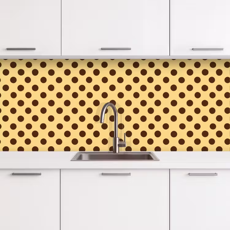 Schienale cucina - A pois - Pois - Retrò - Giallo - Marrone — 4