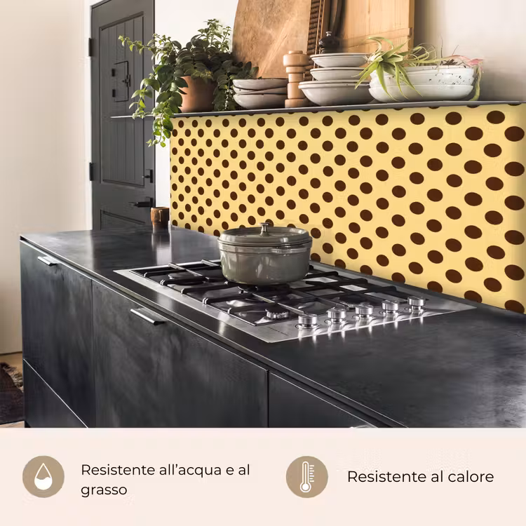 Schienale cucina - A pois - Pois - Retrò - Giallo - Marrone — 5