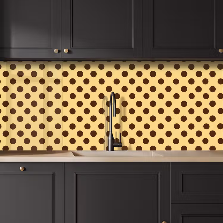 Schienale cucina - A pois - Pois - Retrò - Giallo - Marrone — 6