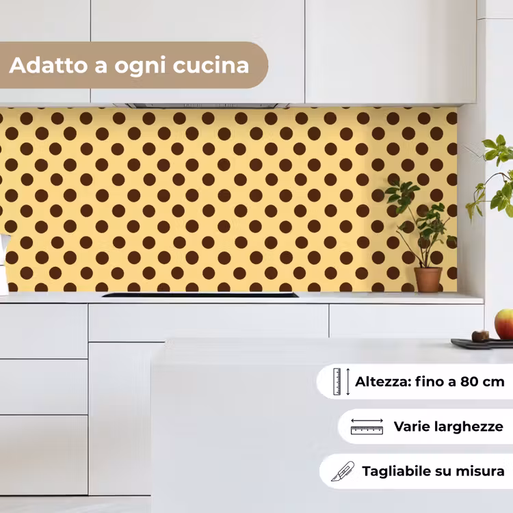 Schienale cucina - A pois - Pois - Retrò - Giallo - Marrone — 7