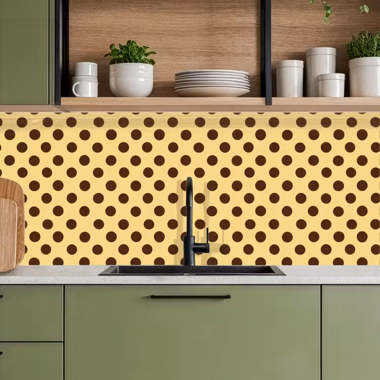 Schienale cucina - A pois - Pois - Retrò - Giallo - Marrone — 8