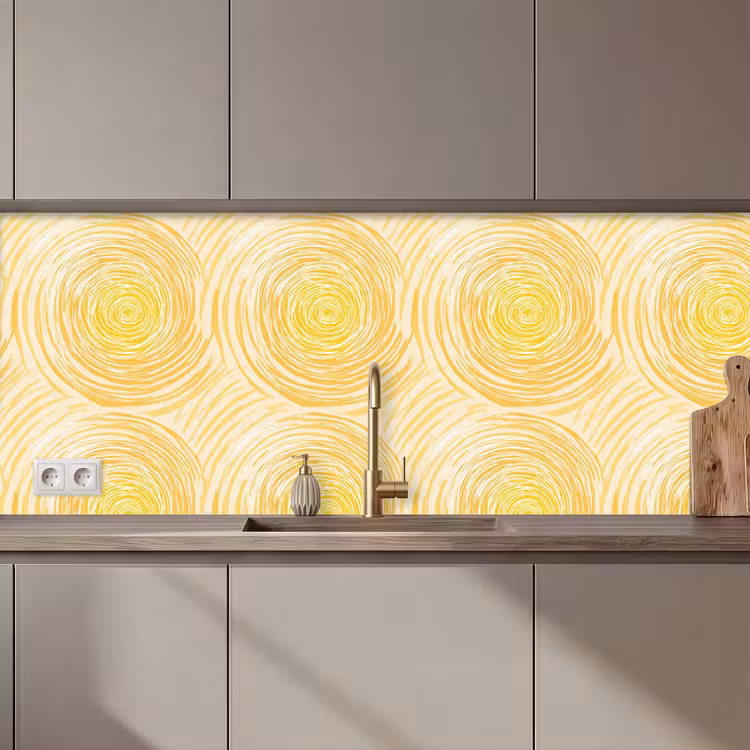 Schienale cucina - Cerchi - Astratto - Artistico - Giallo — 1