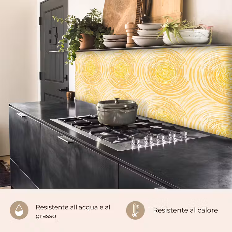 Schienale cucina - Cerchi - Astratto - Artistico - Giallo — 5