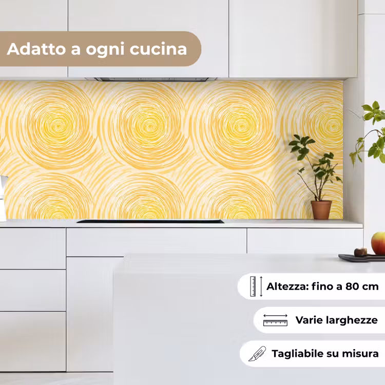 Schienale cucina - Cerchi - Astratto - Artistico - Giallo — 7