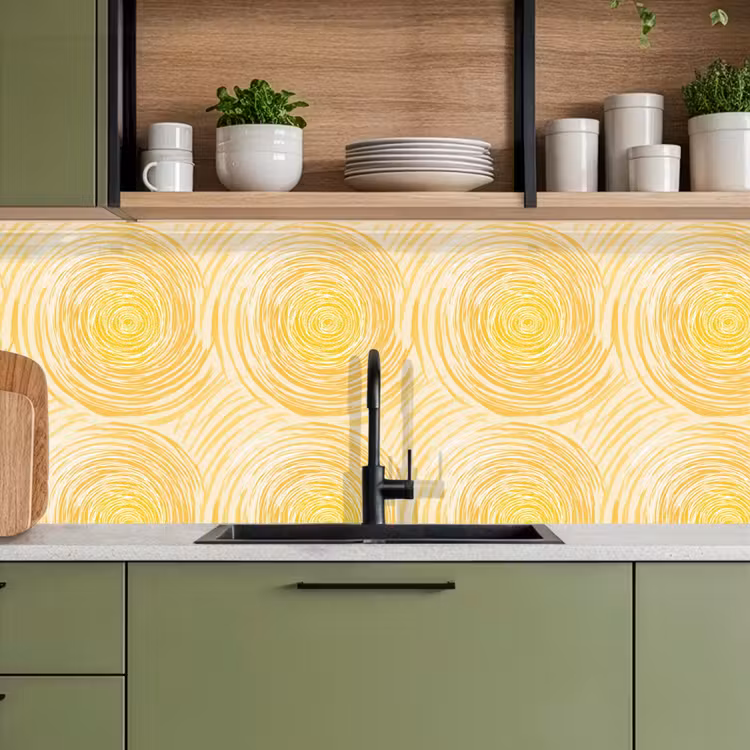 Schienale cucina - Cerchi - Astratto - Artistico - Giallo — 8