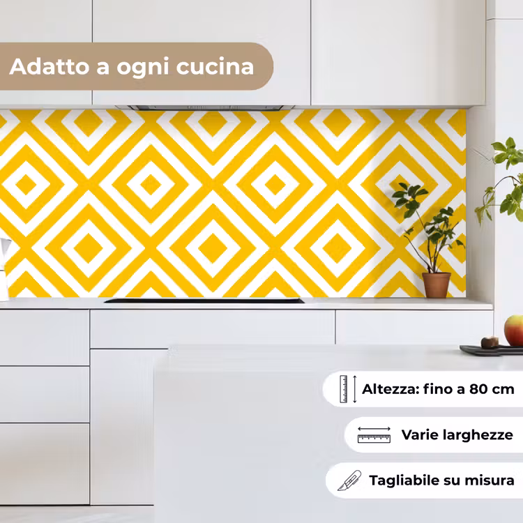 Schienale cucina - Geometrico - Linee - Moderno - Giallo - Bianco — 7