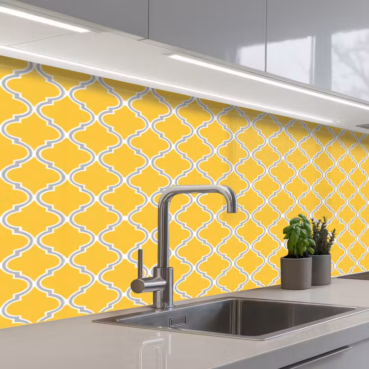 Schienale cucina - Lanterna - Arabesco - Elegante - Giallo — 2