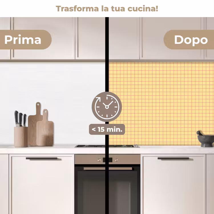 Schienale cucina - Riquadri - Griglia - Minimalista - Giallo - Rosa — 3