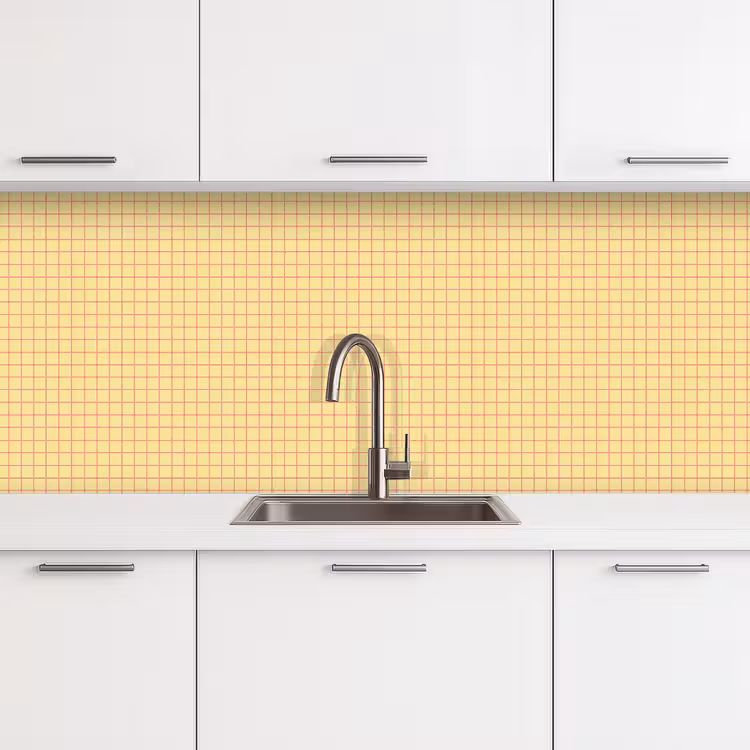 Schienale cucina - Riquadri - Griglia - Minimalista - Giallo - Rosa — 4