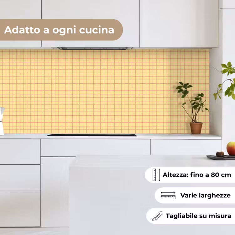 Schienale cucina - Riquadri - Griglia - Minimalista - Giallo - Rosa — 7