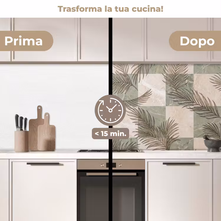 Schienale cucina - Piante - Foglie - Marmo - Moderno - Verde — 3