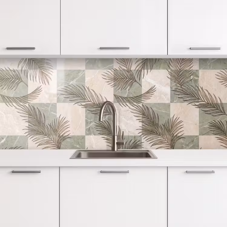Schienale cucina - Piante - Foglie - Marmo - Moderno - Verde — 4