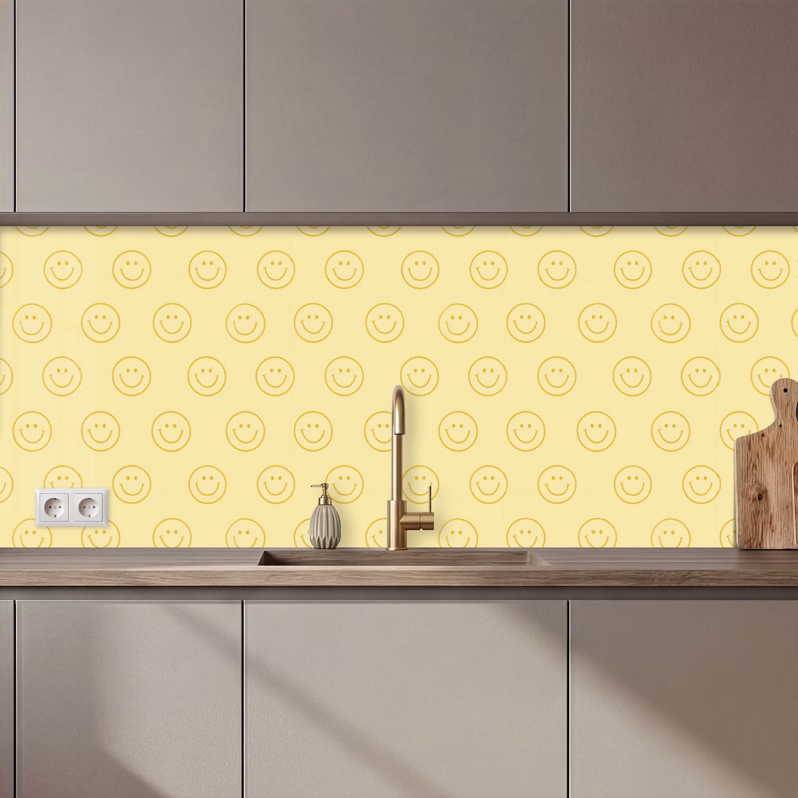 Schienale cucina - Smiley - Motivo - Retrò - Giallo tenue — 1