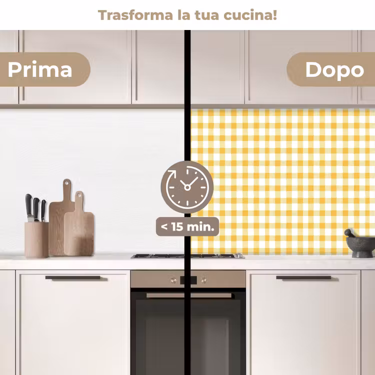 Schienale cucina - Rombi - Gingham - Classico - Giallo e bianco — 3