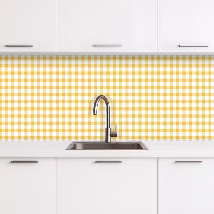 Schienale cucina - Rombi - Gingham - Classico - Giallo e bianco — 4