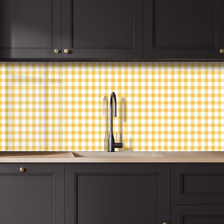 Schienale cucina - Rombi - Gingham - Classico - Giallo e bianco — 6
