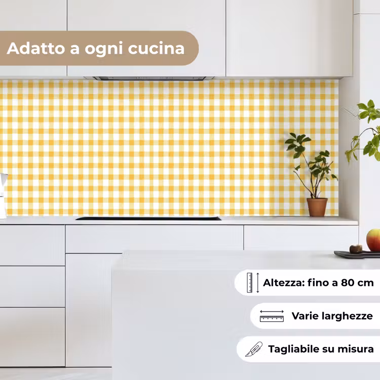 Schienale cucina - Rombi - Gingham - Classico - Giallo e bianco — 7
