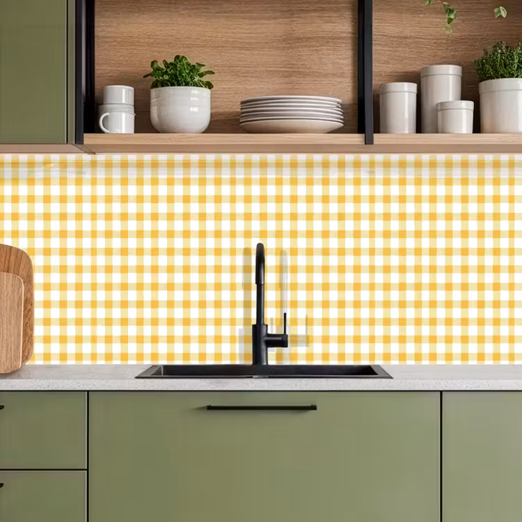 Schienale cucina - Rombi - Gingham - Classico - Giallo e bianco — 8