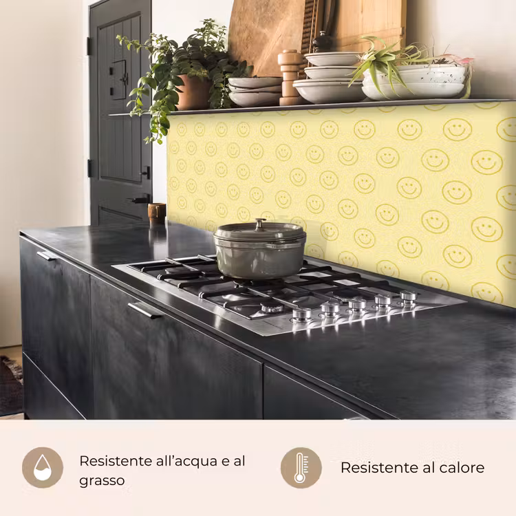 Schienale cucina - Smiley - Motivo - Retrò - Giallo tenue — 5