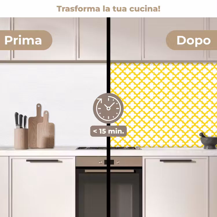 Schienale cucina - Motivo - Geometrico - Classico - Giallo — 3