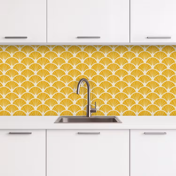 Schienale cucina - Ventagli - Art Déco - Retrò - Giallo ocra — 4