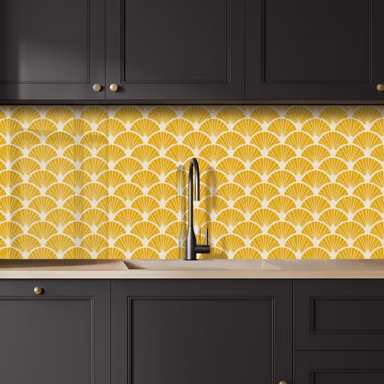 Schienale cucina - Ventagli - Art Déco - Retrò - Giallo ocra — 6