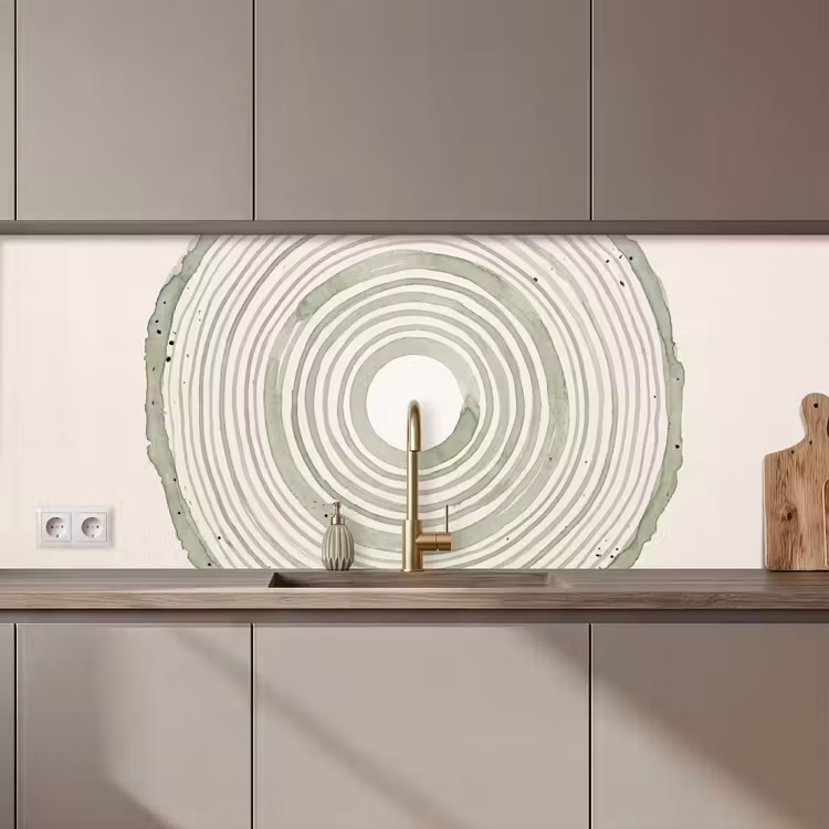 Schienale cucina - Astrazione - Cerchi - Acquerello - Verde - Moderno — 1