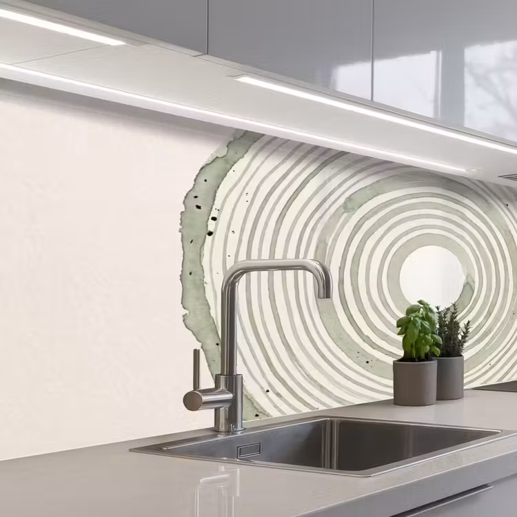 Schienale cucina - Astrazione - Cerchi - Acquerello - Verde - Moderno — 2