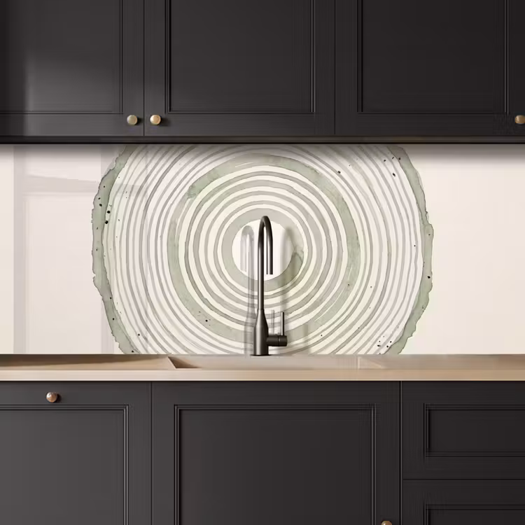 Schienale cucina - Astrazione - Cerchi - Acquerello - Verde - Moderno — 6