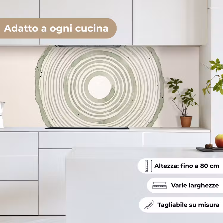 Schienale cucina - Astrazione - Cerchi - Acquerello - Verde - Moderno — 7