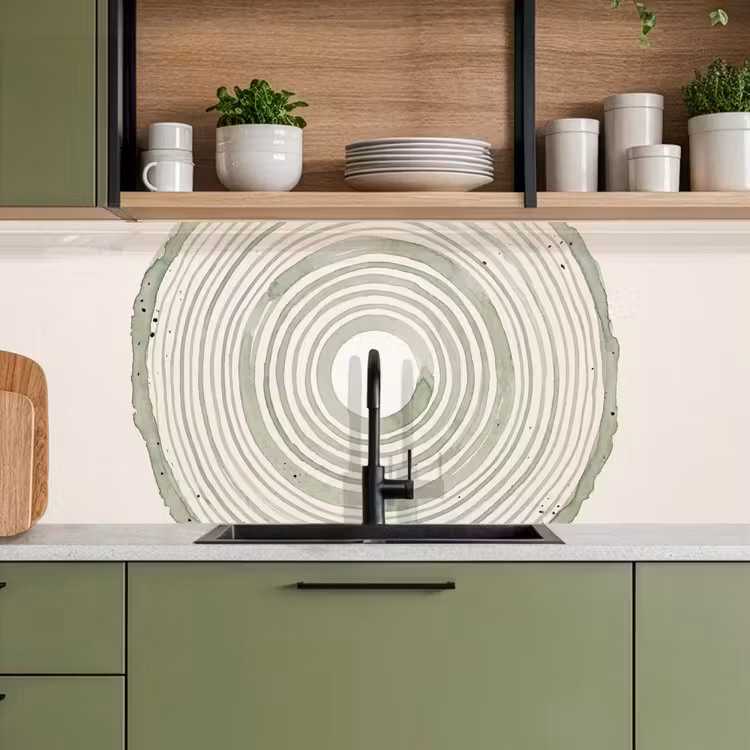 Schienale cucina - Astrazione - Cerchi - Acquerello - Verde - Moderno — 8