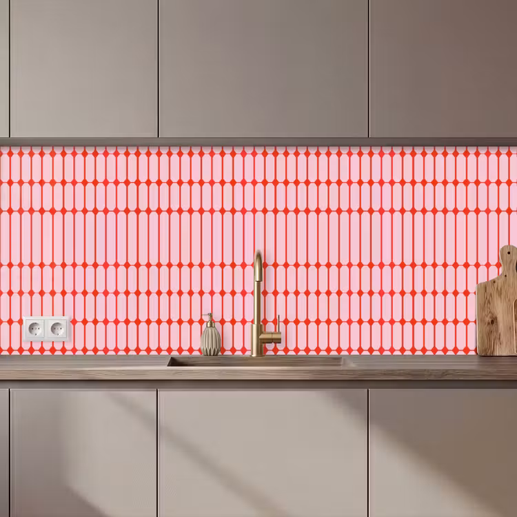 Schienale cucina - Geometrico - Minimalista - Rosso - Rosa — 1