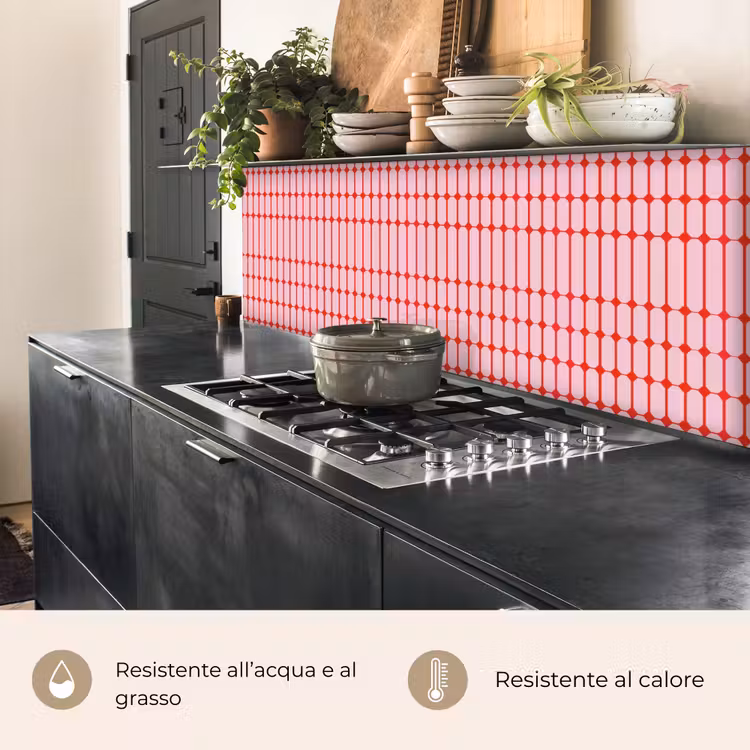 Schienale cucina - Geometrico - Minimalista - Rosso - Rosa — 5