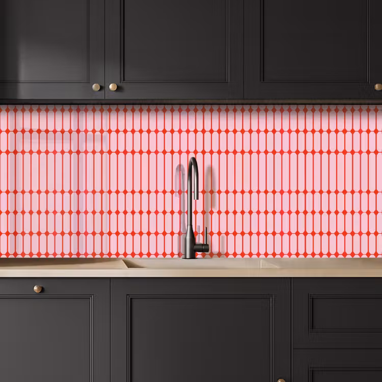 Schienale cucina - Geometrico - Minimalista - Rosso - Rosa — 6