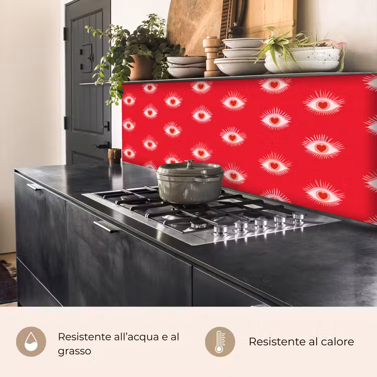 Schienale cucina - Occhi - Cuore - Astratto - Rosso - Rosa — 5