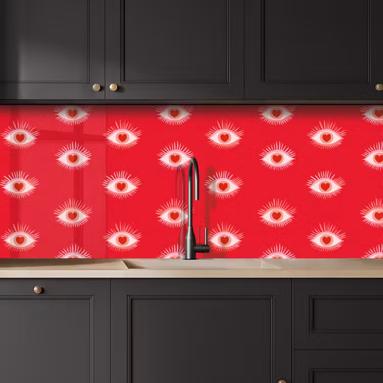 Schienale cucina - Occhi - Cuore - Astratto - Rosso - Rosa — 6