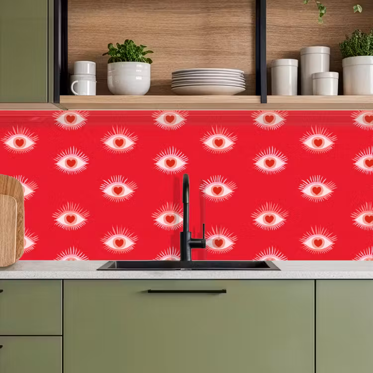Schienale cucina - Occhi - Cuore - Astratto - Rosso - Rosa — 8