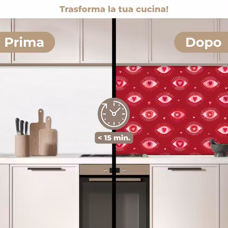 Schienale cucina - Occhi - Motivo - Rosa - Rosso scuro — 3