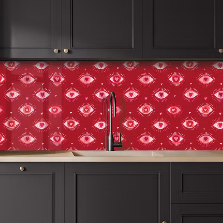 Schienale cucina - Occhi - Motivo - Rosa - Rosso scuro — 6