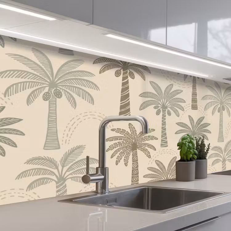 Schienale cucina - Palme - Motivo - Tropicale - Beige — 2