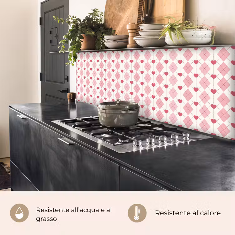 Schienale cucina - Rombi - Classico - Rosa - Bianco — 5
