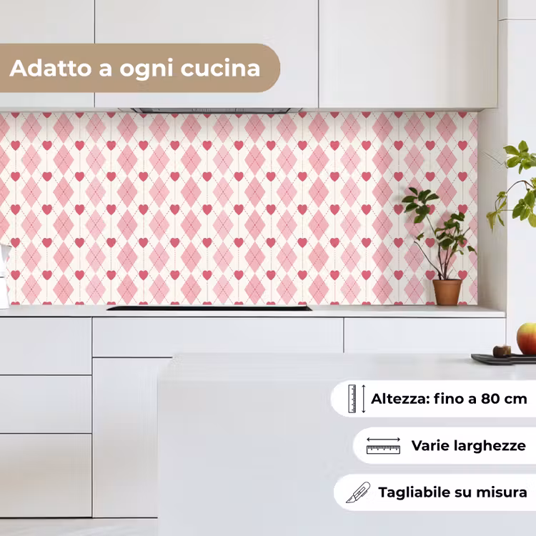 Schienale cucina - Rombi - Classico - Rosa - Bianco — 7