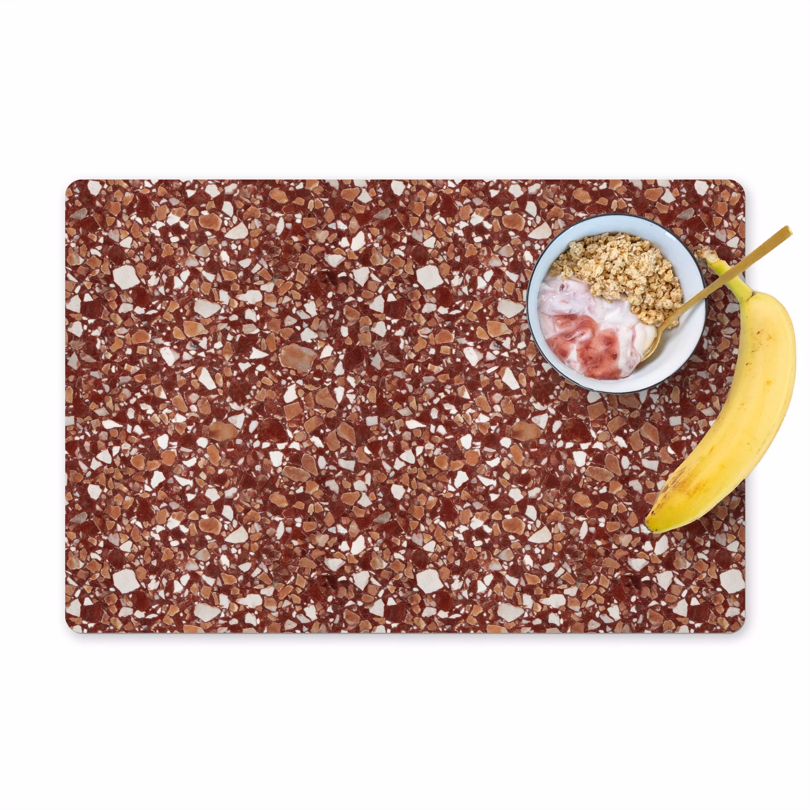 Tovaglietta – 6 pezzi - Terrazzo - Motivo - Texture pietra - Rosso-marrone — 1