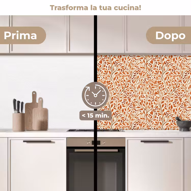 Schienale cucina - Foglie - Botanica  - Terracotta — 3