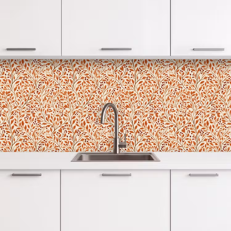 Schienale cucina - Foglie - Botanica  - Terracotta — 4