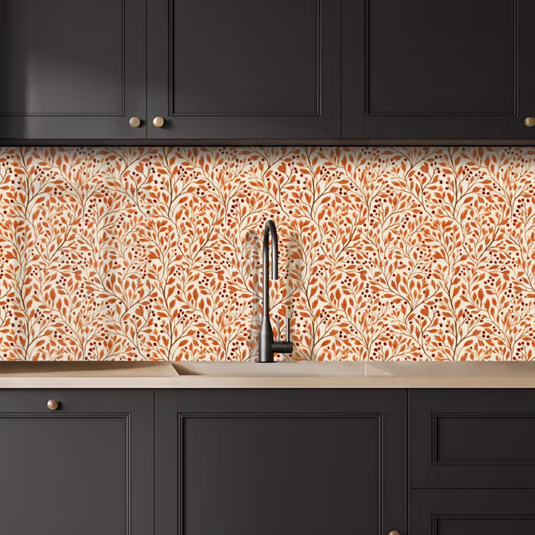 Schienale cucina - Foglie - Botanica  - Terracotta — 6