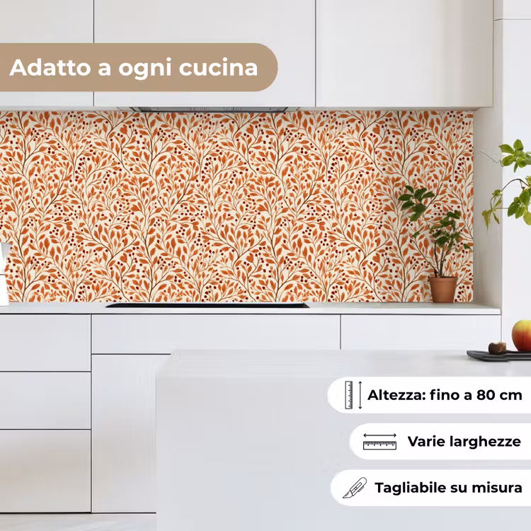 Schienale cucina - Foglie - Botanica  - Terracotta — 7