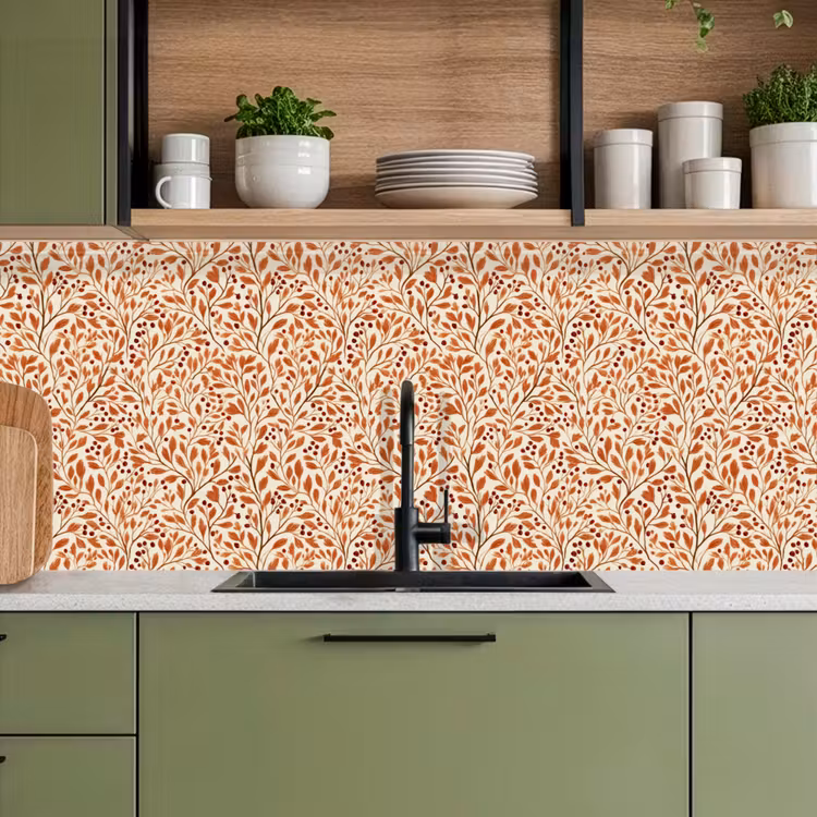 Schienale cucina - Foglie - Botanica  - Terracotta — 8
